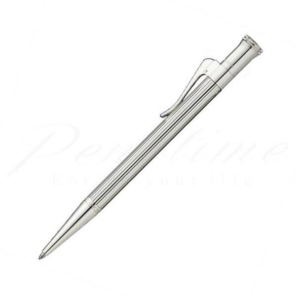 美品●Faber-Castell ファーバーカステル 伯爵コレクション ガラフォン ペン先750(18K) ロゴ刻印入り Mニブ ストライプ柄 万年筆 シルバー 00013482-03.jpg