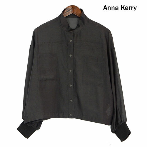 ANNA KERRY（アンナケリー） スタンドカラーシャツジャケット シアー素材 透け感 サイドゴム