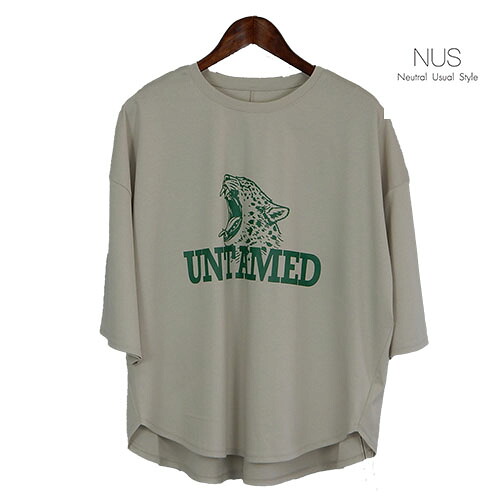 summer sale 30%OFF NUS（ヌース）イラストロゴTシャツ ゆったりシルエット 上質素材 ラウンドヘム 前後差｜PEONY-PEONY＜ピアニーピアニー＞