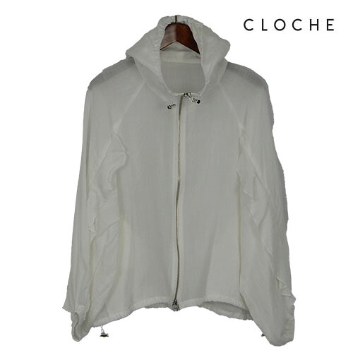 CLOCHE（クロッシェ）新着 袖フラウンスパーカー ふんわりお袖 羽織り ラッフル 青写真パーカー
