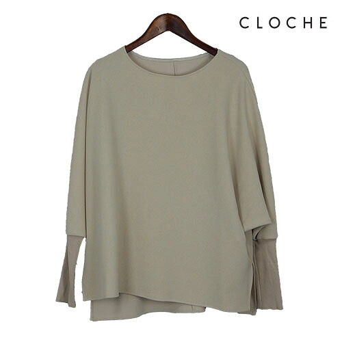 CLOCHE（クロッシェ）新着 ジョーゼットプルオーバー ゆったりした身幅 長めの袖リブ 表面に凹凸感
