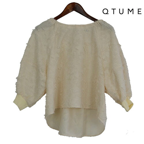 QTUME（クチューム）新着 ジャガードトップス ボリュームスリーブ シアー感 袖口リブ