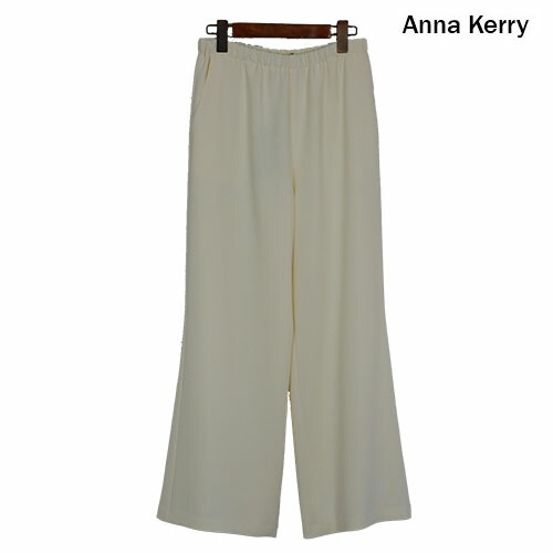 ANNA KERRY（アンナケリー）新着 セミフレアパンツ ウエスト総ゴム しわになりにくい ストレスフリー