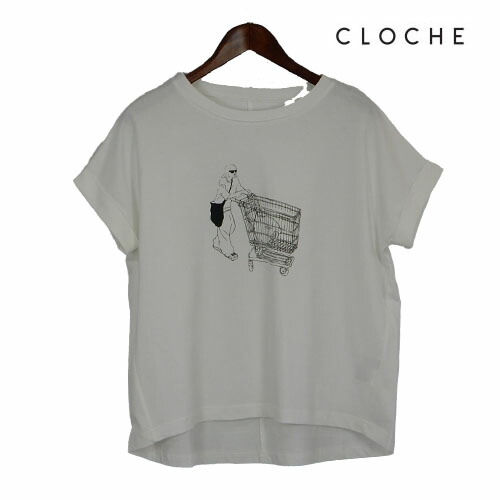 CLOCHE（クロッシェ）新着 ロールアップTシャツ イラストプリント 誰でも着やすい