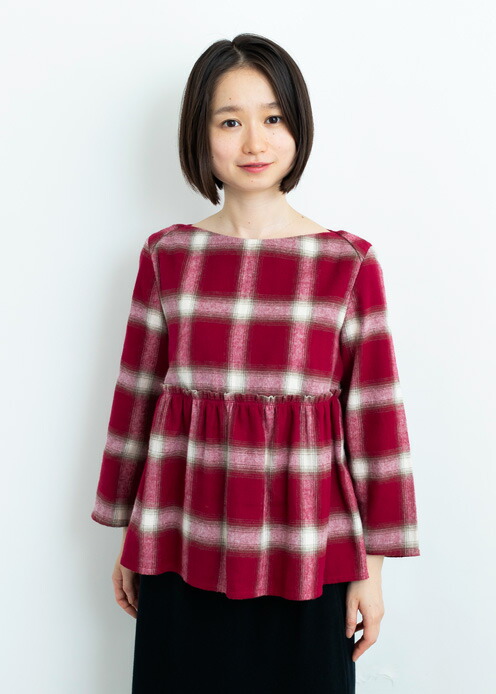 【ピープルツリー 公式】【people tree】手織り オーガニックコットン 起毛 オンブレチェック ギャザートップ 【フェアトレード】 【PeopleTree】 レディース
