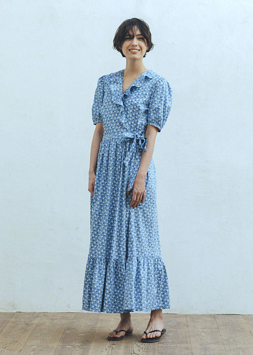 【ピープルツリー 公式】【people tree】Ｖ＆Ａ オーガニックコットン サテン ラップ風ドレス 【フェアトレード】 【PeopleTree】 【Ｖ＆Ａ 】レディース ワンピース