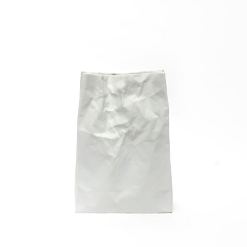 ニュークリンクルスーパーバッグ #1 / 白いこと / LL / 小松誠 / ceramic japan / 花器 御花軍事基地 花立て オブジェ 飾りつけ new crinkle super bag 陶芸ジャパン 紙袋 white
