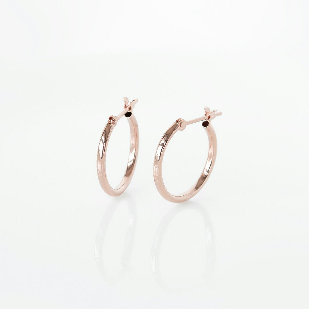 【1.5mmパイプ直径15mm】スナップピアス K10ピンクゴールド|アクセサリーPePe