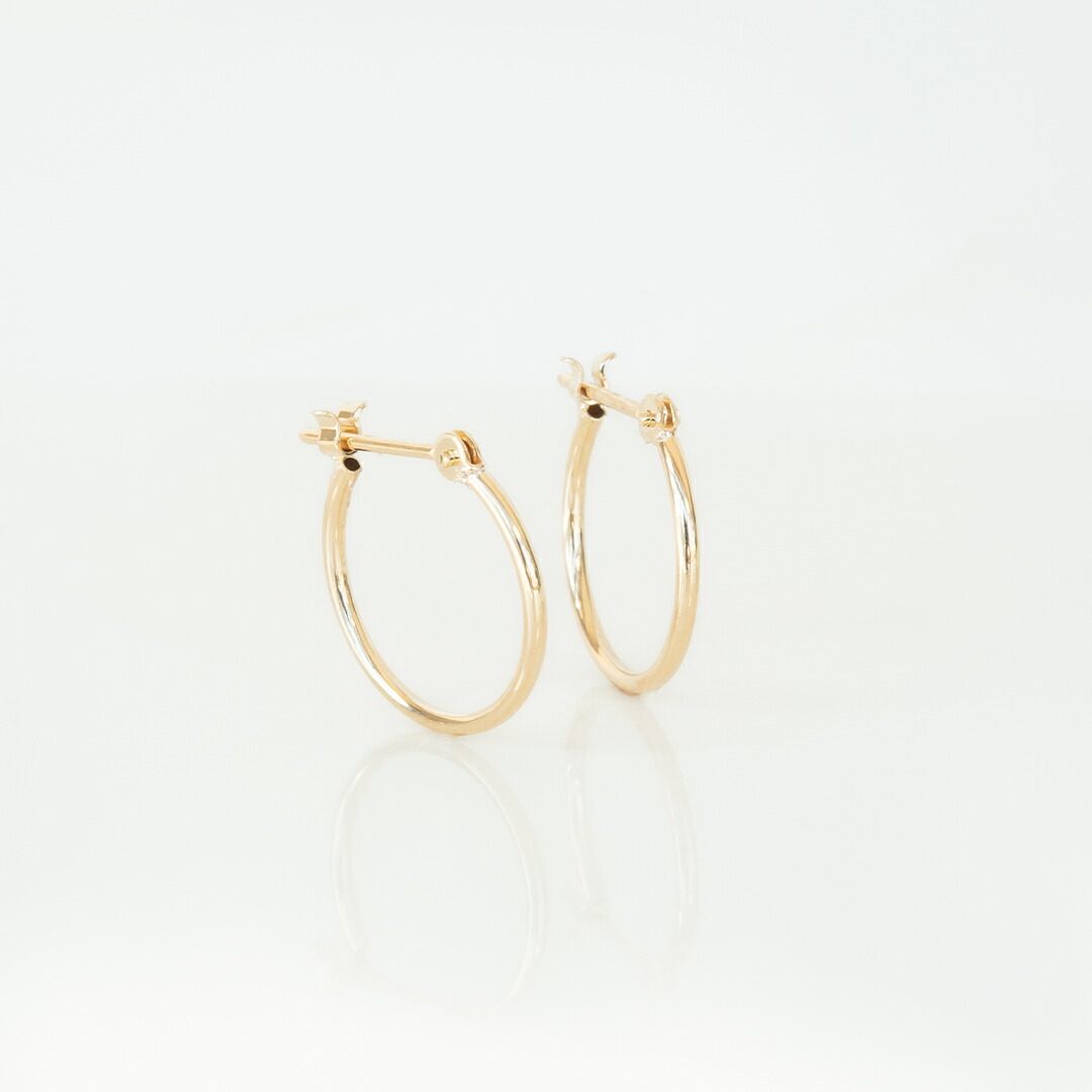 【1mmパイプ直径13mm】スナップピアス K10イエローゴールド｜アクセサリーPePe