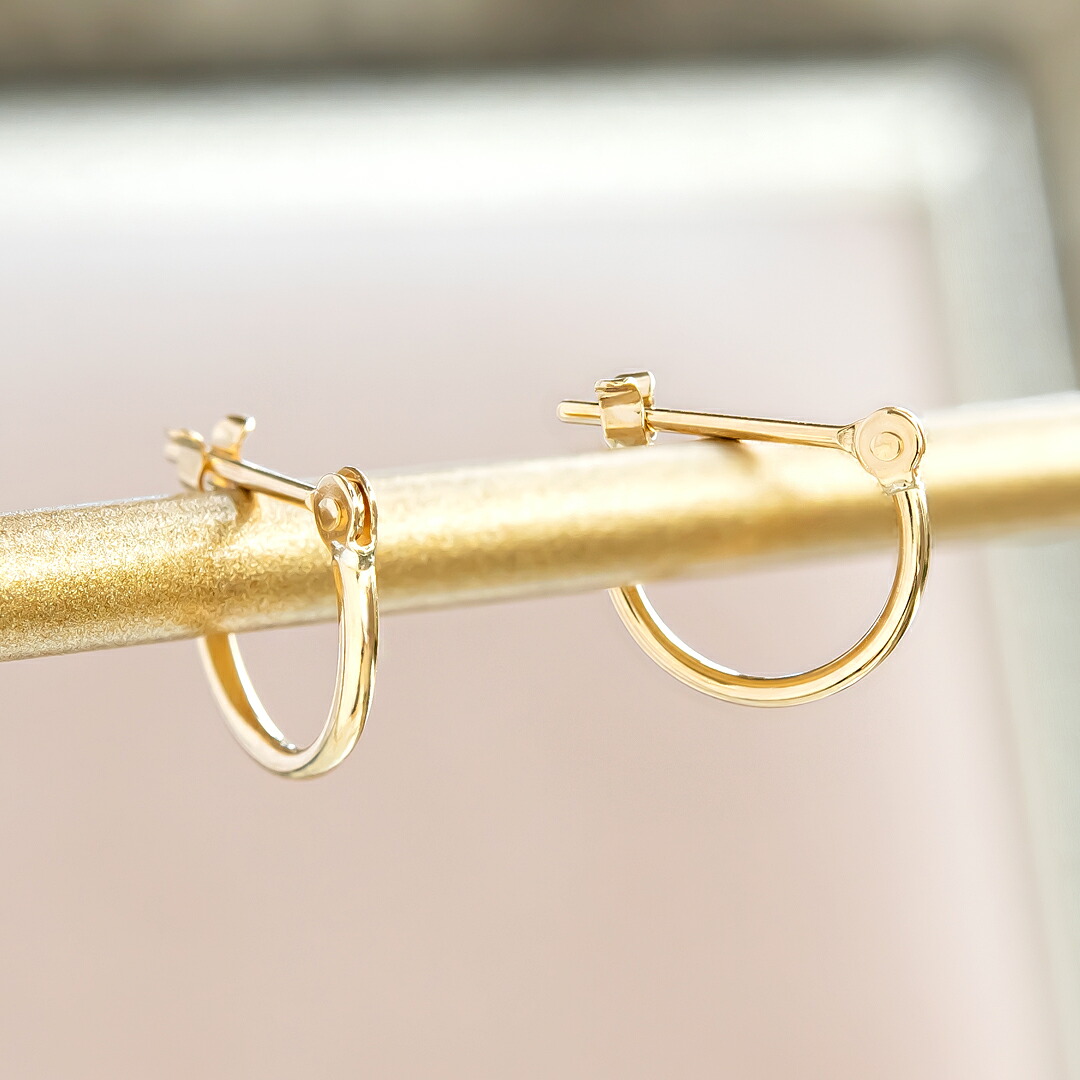 【1mmパイプ直径10mm】スナップピアス K18イエローゴールド|アクセサリーPePe