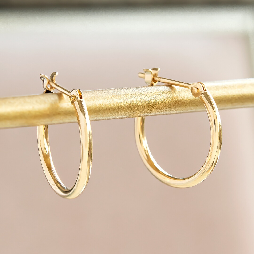 【1.5mmパイプ直径15mm】スナップピアス K18イエローゴールド｜アクセサリーPePe