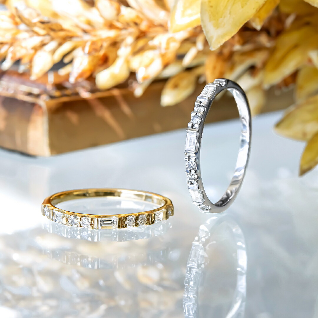 上質✨2種カット❗️計0.71CT❗️k18YG バケットダイヤエタニティリング バゲットカット ダイヤモンド 計0.30ct K18YG K18PG Pt900