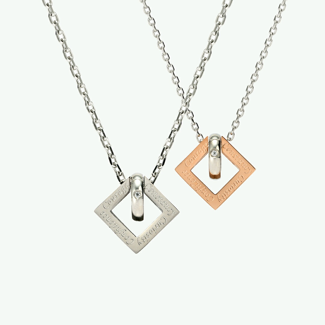【ペアセット】ネックレス ステンレススチール ピンクゴールドIPコーティング ガンメタIPコーティング キュービックジルコニア｜アクセサリーPePe