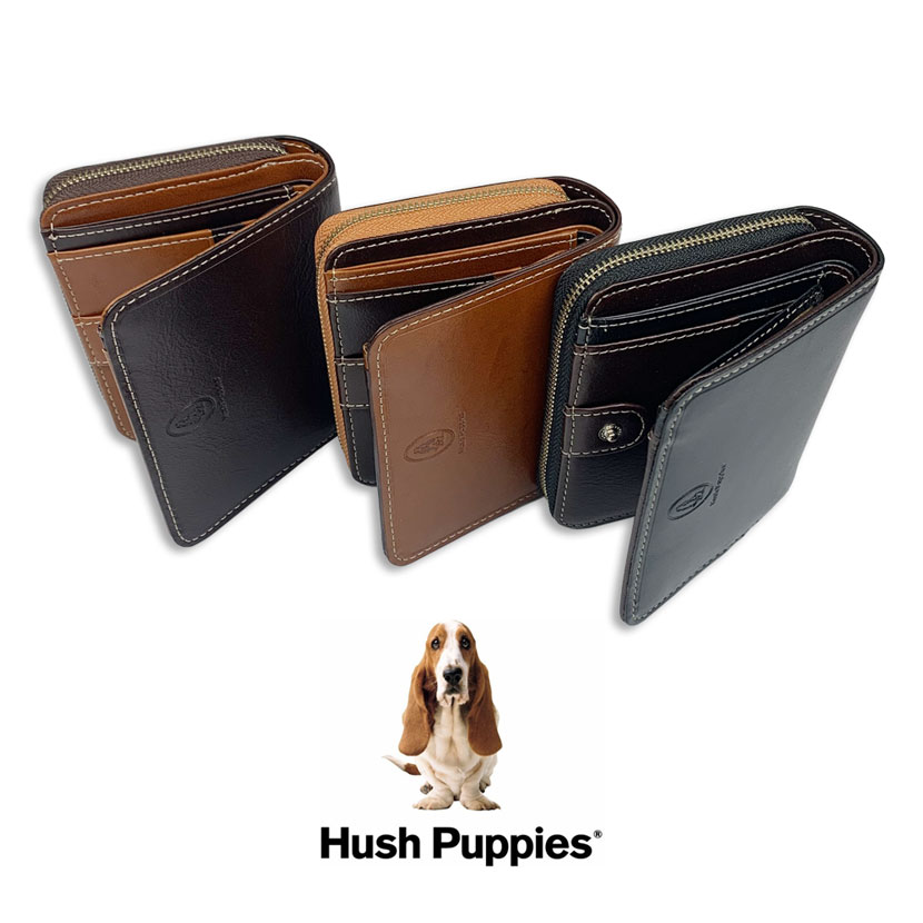 全3色 Hush Puppies ハッシュパピー リアルレザー 二つ折り財布 ショートウォレット ラウンドファスナー 人気 ブランド おしゃれ 誕生日 記念 プレゼント ギフト 送料無料 6,237円