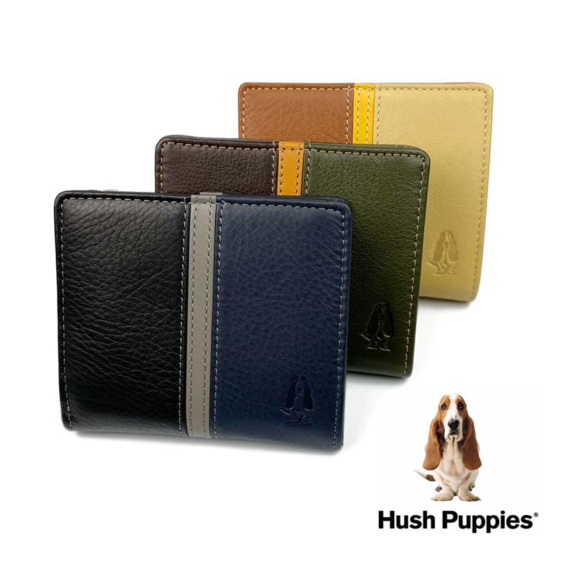 全3色 Hush Puppies ハッシュパピー リアルレザー トリコロールカラー 二つ折り財布 ファスナー小銭入れ 人気 ブランド おしゃれ 誕生日 記念 プレゼント ギフト 送料無料 6,023円