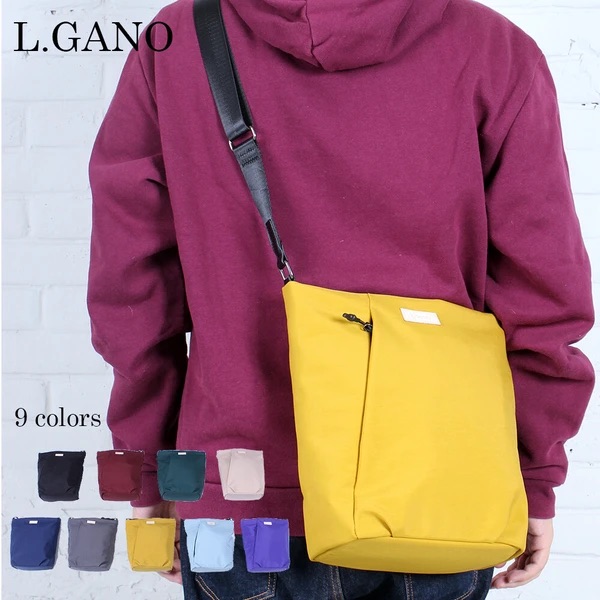 L.GANO 普段使いにも通年使える 軽量 撥水 シンプル デザイン縦型ショルダーバッグ おしゃれ プレゼント ギフト 送料無料