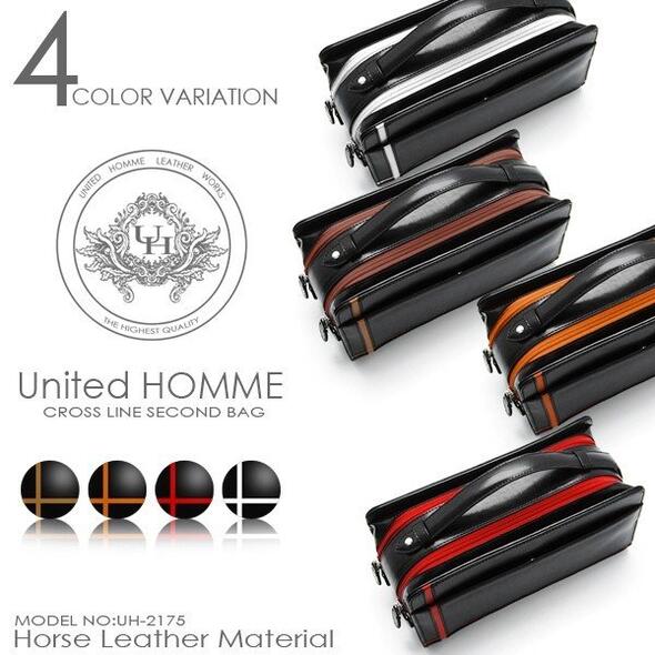 全4色 unitedHOMME 馬革 クロスライン セカンドバッグ メンズ ポーチ ブラック 4色展開 おしゃれ フォーマル ビジネス カジュアル ビジカジ 誕生日 記念 プレゼント ギフト 送料無料|perte