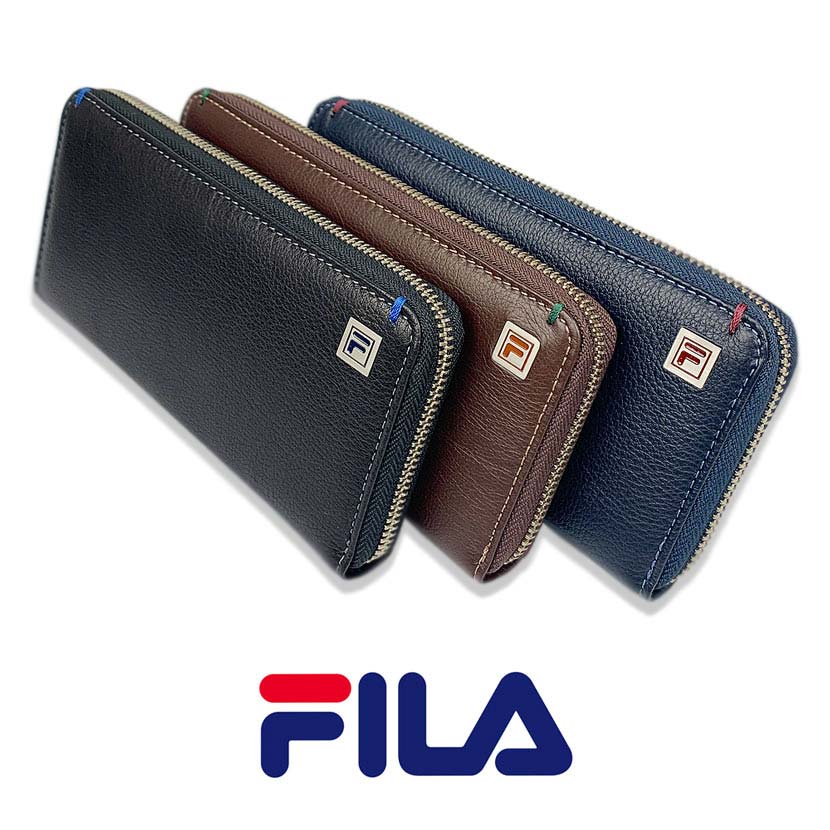 全3色 FILA フィラ リアルレザー バイカラーラウンドファスナー 長財布 ロングウォレット 牛革 ファッション 人気 ブランド おしゃれ 誕生日 記念 プレゼント ギフト 送料無料