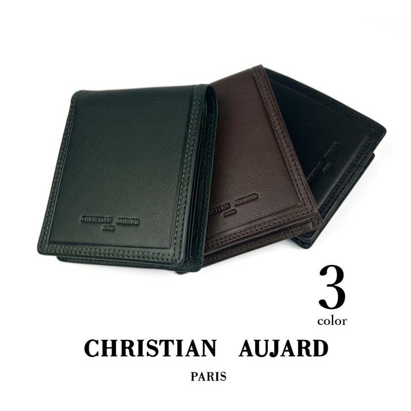 全3色 christian aujard クリスチャン オジャール 本革 2つ折り財布 フラップポケット小銭入れ おしゃれ 誕生日 記念 プレゼント ギフト 送料無料