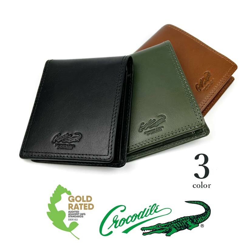 全3色 CROCODILE クロコダイル リプロ リアルレザー 二つ折財布 ウォレット 本革 おしゃれ 誕生日 記念 プレゼント ギフト 送料無料