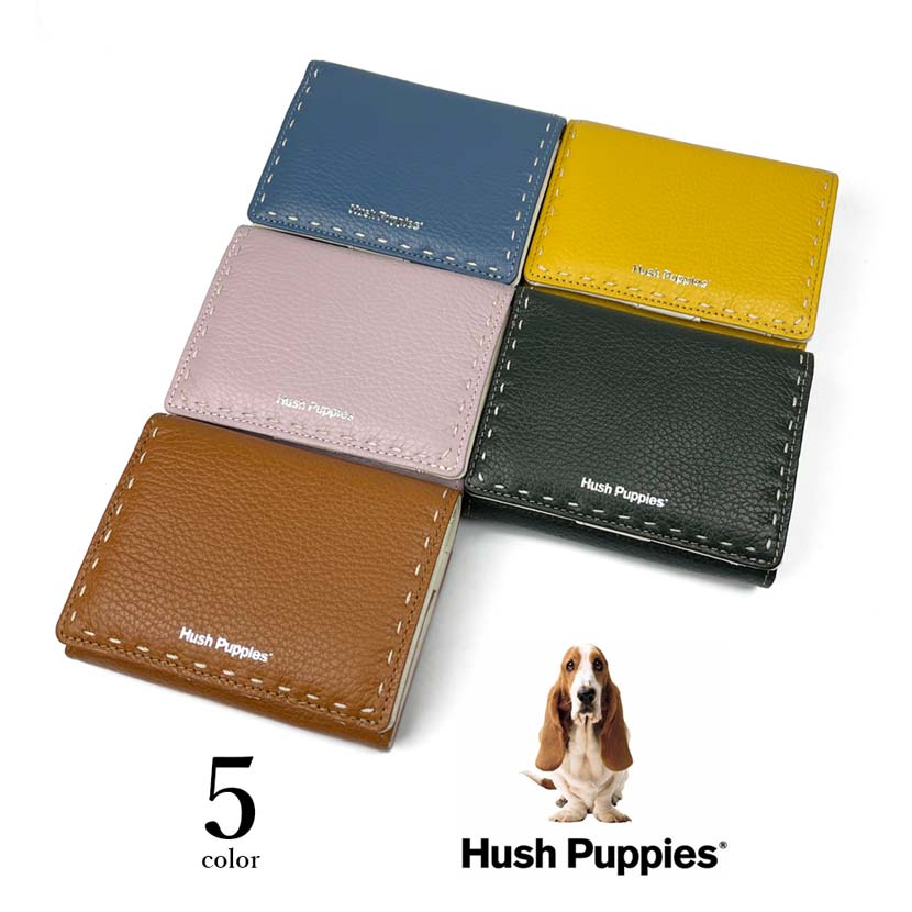 全5色 Hush Puppies ハッシュパピー リアルレザー ステッチデザイン 二つ折り財布 ショートウォレット ファッション 人気 ブランド おしゃれ 誕生日 記念 プレゼント ギフト 送料無料