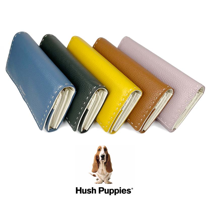 全5色 Hush Puppies ハッシュパピー リアルレザー ステッチデザイン かぶせ 長財布 ロングウォレット ファッション 人気 ブランド おしゃれ 誕生日 記念 プレゼント ギフト 送料無料