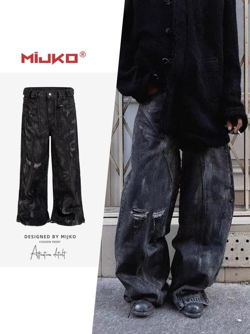 楽天市場】新作 MiJKO メンズ ダメージ加工 デニム パンツ 男女兼用 