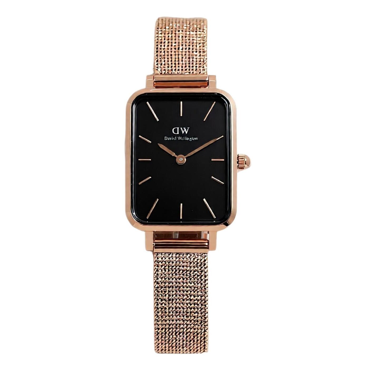 【ギフト対応可】ダニエルウェリントン DANIEL WELLINGTON 腕時計 QUADRO PRESSED MELROSE 20×26 クアドロプレスド ブラック ローズゴールド クオーツ アナログ ファッション 人気 ブランド おしゃれ 誕生日 記念 プレゼント ギフト 送料無料