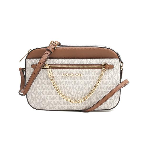 【ギフト対応可】マイケルコース MICHAEL KORS ショルダーバッグ Jet Set Large Logo Crossbody Bag in VANILLA レディース バニラ ファッション 人気 ブランド おしゃれ 誕生日 記念 プレゼント ギフト 送料無料｜perte