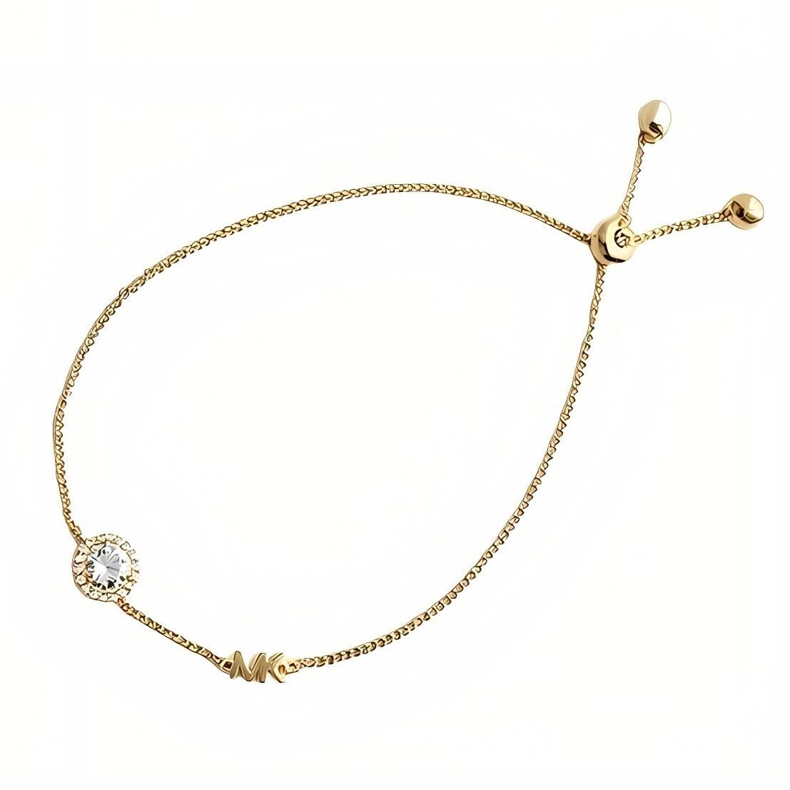 【ギフト対応可】マイケルコース MICHAEL KORS ブレスレット 14K Gold-Plated Sterling Silver Halo Slider Bracelet MKロゴ キュービックジルコニア ゴールド レディース アクセサリー 人気ブランド おしゃれ 誕生日 記念 プレゼント ギフト 送料無料