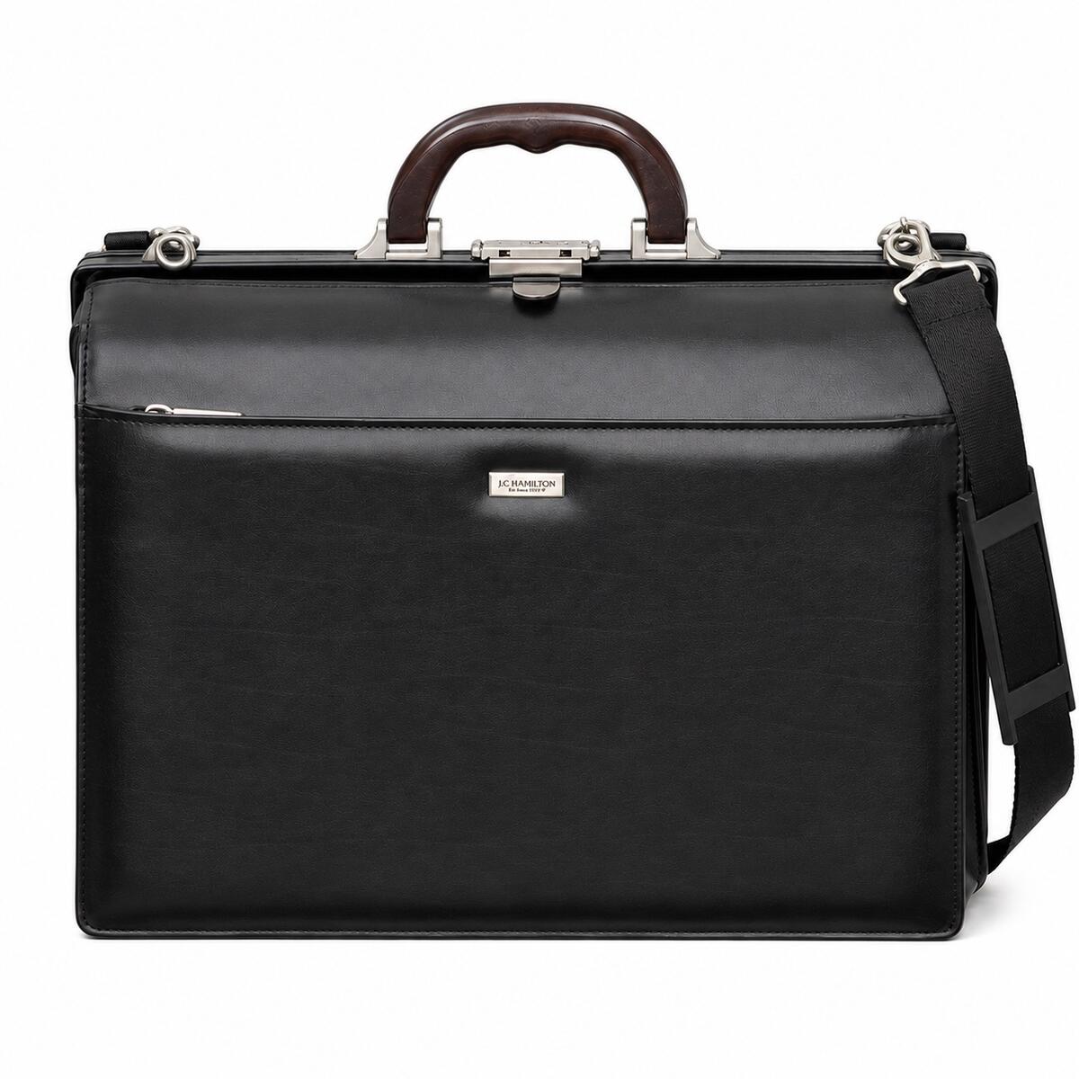 ジェーシーハミルトン J.C HAMILTON ビジネスバッグ Business Briefcase ダレスバッグ 天然木 軽量 合皮 B4対応 メンズ ブラック 人気 ブランド おしゃれ 高級感 ビジネス ビジカジ テレワーク オフィス 誕生日 記念 プレゼント ギフト 送料無料｜perte