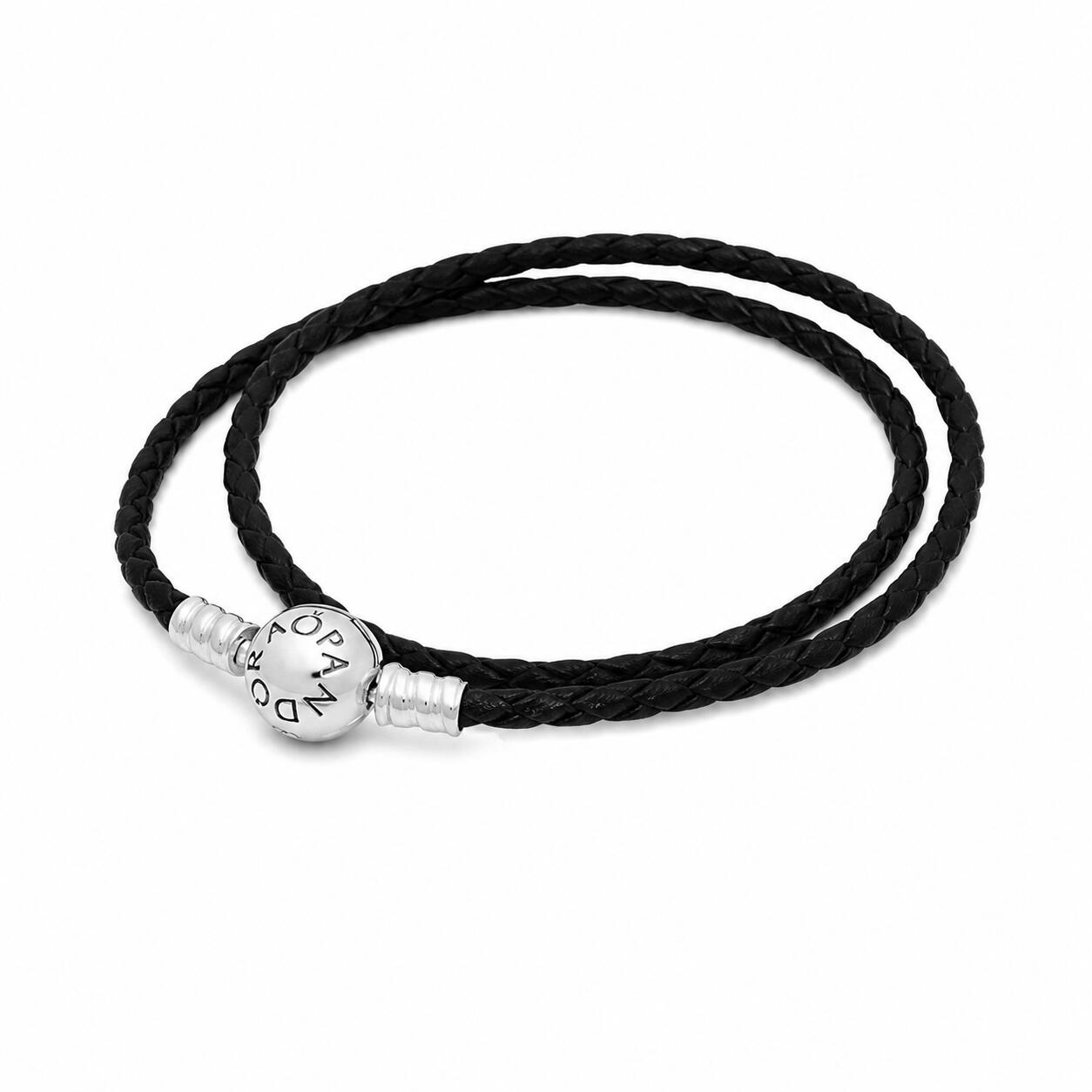 【差し上げ物相応う可】パンドラ PANDORA 腕輪 Moments Double Black Leather Bracelet ダブル 黒いこと なめし革 ユニ一発やる 流行り物 佩び物 宝飾品 一般受け ブランド名 今めかしい 生まれ落ちる日 不死化 差し上げ物 差し上げ物 貨物輸送無料