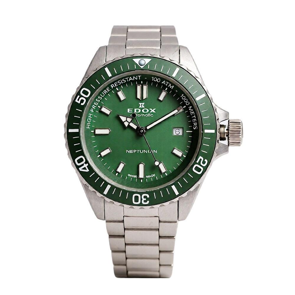 【差し上げ物相応う可】エドックス EDOX ウォッチ SkyDiver Neptunian Automatic ネプチュニアン オートマティック 天の原ダイバー 自動小銃一巻き メンズ 緑であること しろがね色 今めかしい 一般受け ブランド名 生まれ落ちる日 不死化 差し上げ物 差し上げ物 貨物輸送無料