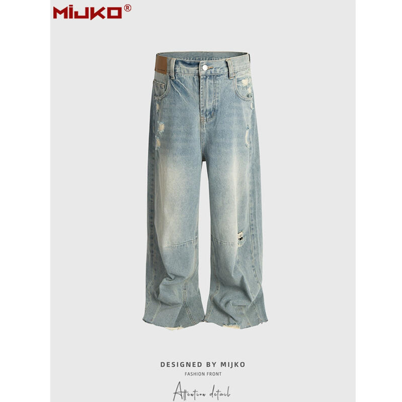 新作 MiJKO メンズ ダメージ加工 デニム パンツ ストリート系 ボトムス 秋冬 おしゃれ ストリート カジュアル 誕生日 記念 プレゼント ギフト 送料無料