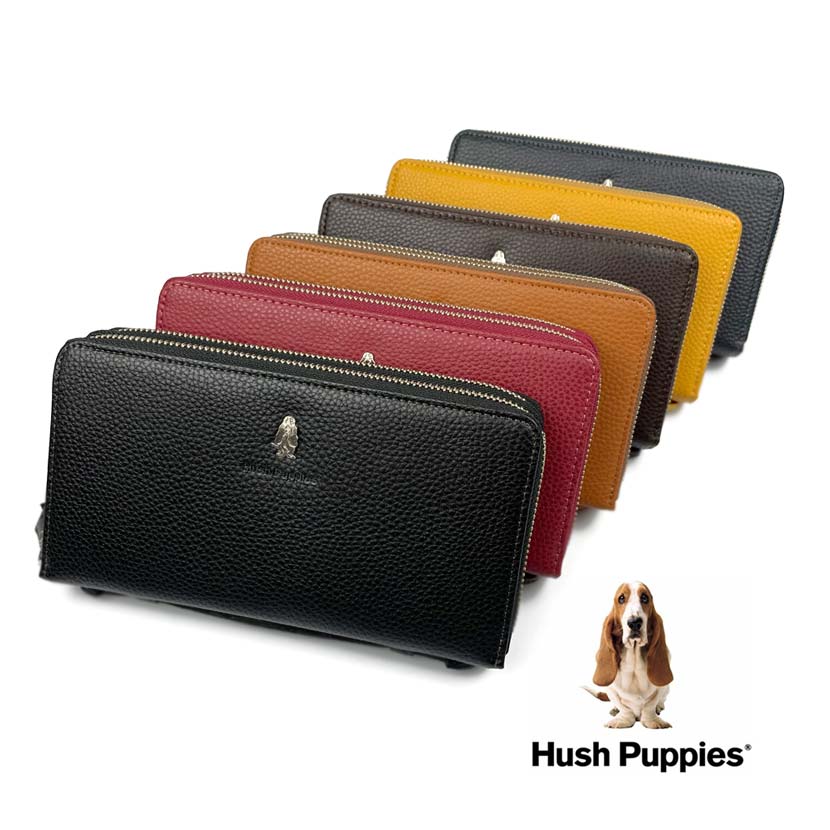全6色 Hush Puppies ハッシュパピー 本当のなめし革 ダブル ラウンドジッパー 長紙入れ 一般受け ブランド名 今めかしい 生まれ落ちる日 祝する 差し上げ物 差し上げ物 貨物輸送無料
