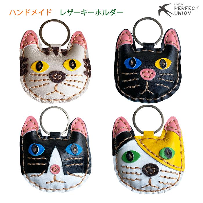 楽天市場】レザーキーホルダー/チラネコ ハンドメイド 手作り