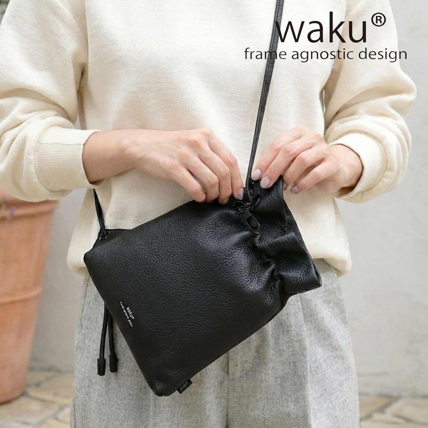引き換え証散り散り中 本革 waku ワク 貨物輸送無料 WK-0030 ホンブルグ帽 ショルダーバッグ 合切袋 肩かけ 曲がった掛け メンズ レディース ユニ一発やる なめし革 肩肉 上半身御徒面子 上半身御徒面子 御徒面子 牛皮 鞄 通い 通学 心地よい ハンドバック