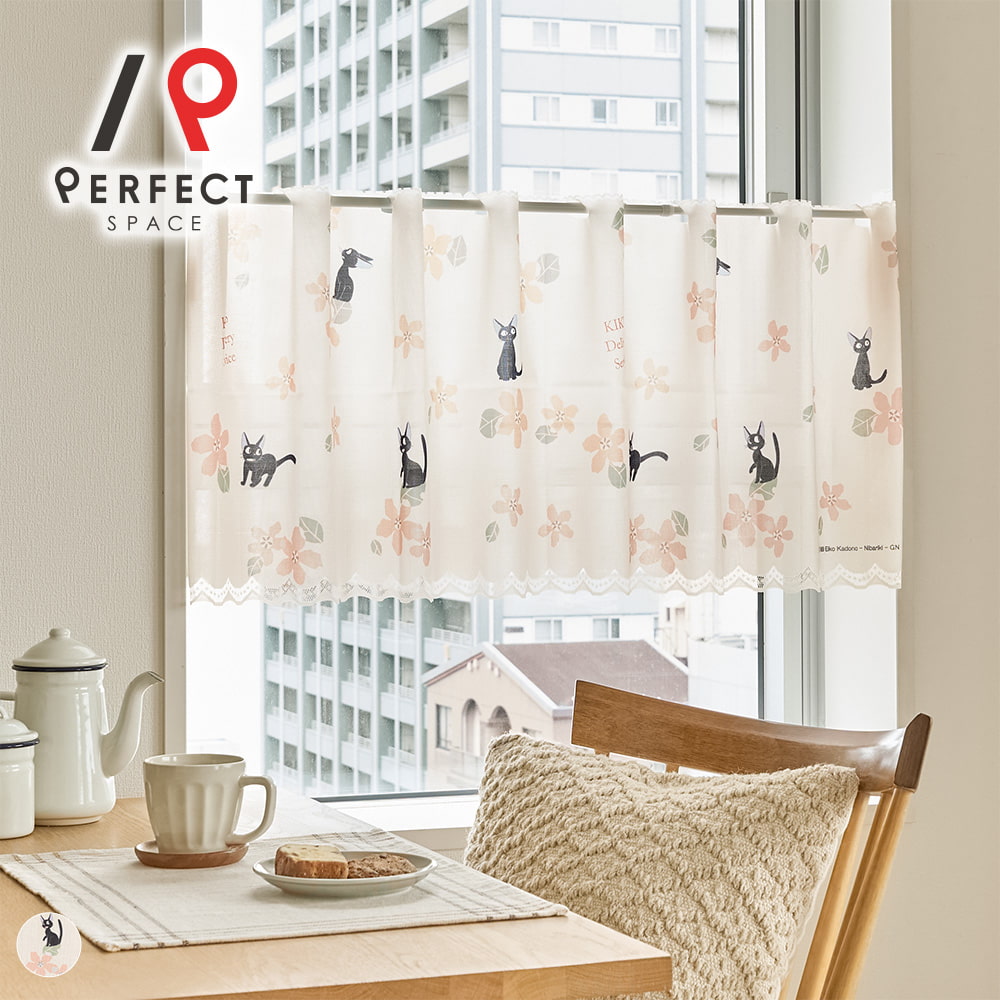 魔女の宅急便　ジジ　ボイルカーテン　レースカーテン　100x198cm 未使用 Amazon｜「ジジ」のレースカーテン100cm幅(2枚組)「ボイル 魔女の