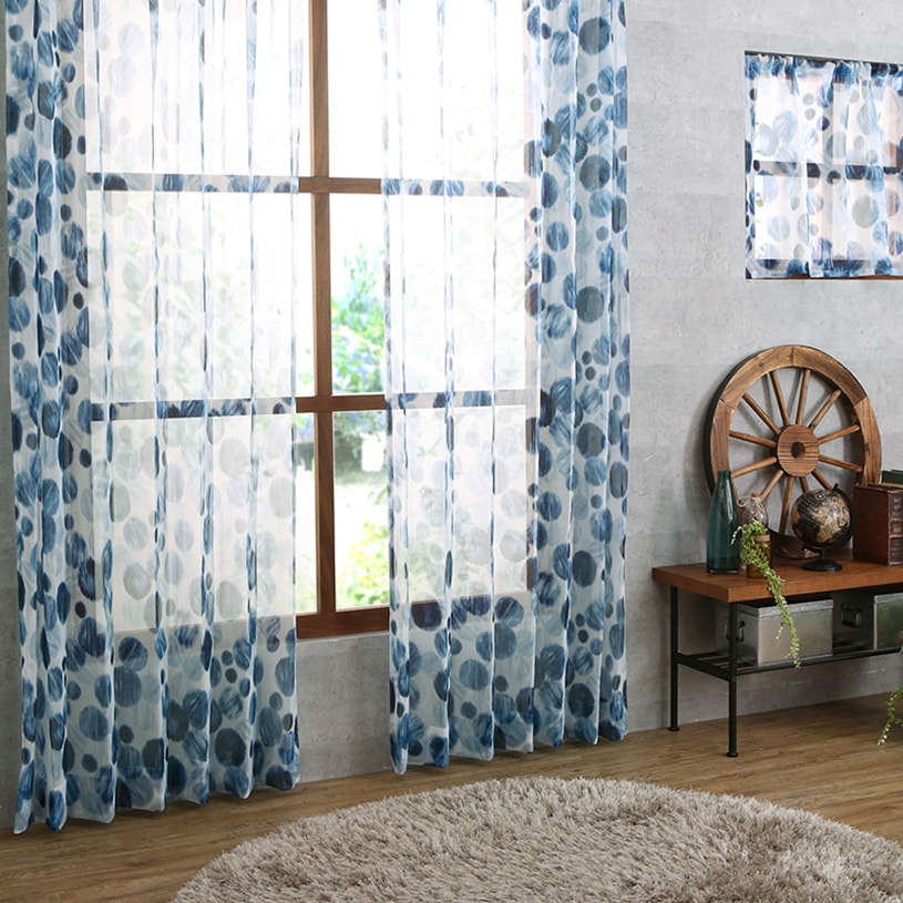楽天市場 店内最大ポイント10倍 1cm刻みのレースカーテン オーダー オーダーカーテン 両開き 2枚セット 片開き 1枚 おしゃれデニム コレクション マニッシュドット ブルーデニム メンズ スタンダード対応商品 代引き不可 パーフェクトスペース カーテン館