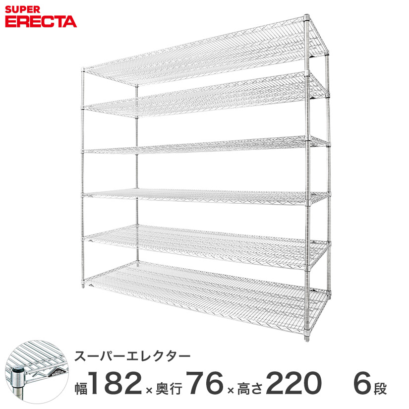 楽天市場 楽天市場 最短 翌日出荷 送料無料 エレクター Erecta スーパーエレクター シルバー スチールラック 什器 厨房 スチールシェルフ 収納ラック 業務用 オフィス 会社 幅180 奥行75 高さ2 6段 Lms10p20w6 パーフェクトスペース 最安値