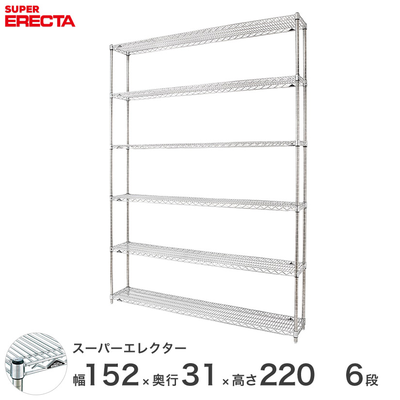 新品即決 楽天市場 最短 翌日出荷 送料無料 エレクター Erecta スーパーエレクター シルバー スチールラック 什器 厨房 スチールシェルフ 収納ラック 業務用 オフィス 会社 幅150 奥行30 高さ2 6段 Ss15p20w6 パーフェクトスペース 最安値挑戦