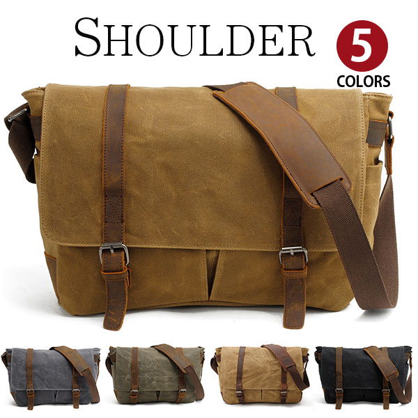 【お買い物マラソンセール中】Perfectbag メッセンジャーバッグ ショルダーバッグ 上質防水キャンバス 帆布 ズック オイルレザー付き メンズ 男性用 斜め掛け A4書類 ipad収納 高校生 大学生 通学 通勤鞄 小物収納ポケット付き 自転車かばん 父の日ギフト 9,030円