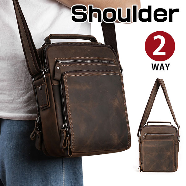 Perfectbag ショルダーバッグ メンズ 厚手牛革 本革レザー ビジネスバッグ 縦型 男性用 斜め掛け 2way メッセンジャーバッグ 通勤 通学鞄 自転車かばん Ipad収納 Rvcconst Com