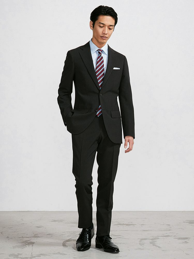 新しい到着 上下ウォッシャブル 防シワ Web限定スーツ春夏 4wayストレッチ ストライプ C グレー スーツ スリム スーツ 入学式 スーツ フレッシャーズスーツ ストレッチスーツ ビジネススーツ メンズ スーツ ウォッシャブル Psfa ピーエスエフエー 数量限定 特売