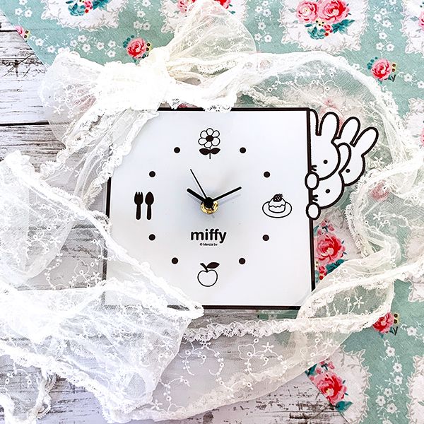 ミッフィー グッズ MIFFY インテリアクロック のぞき WH モノクロ 時計