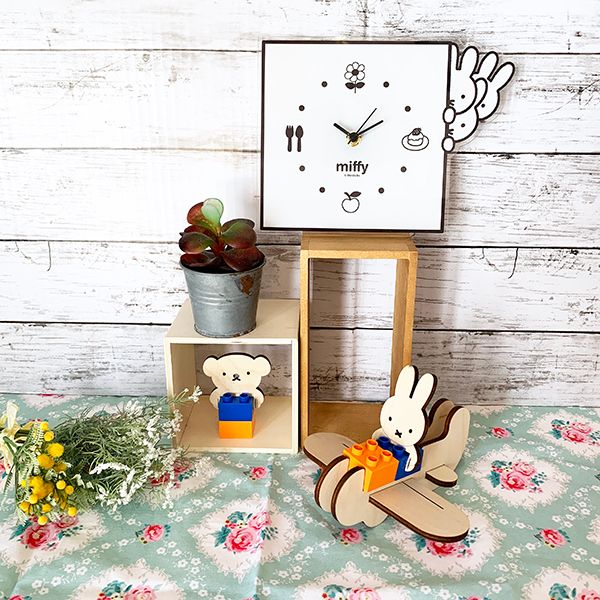 ミッフィー グッズ MIFFY インテリアクロック のぞき WH モノクロ 時計