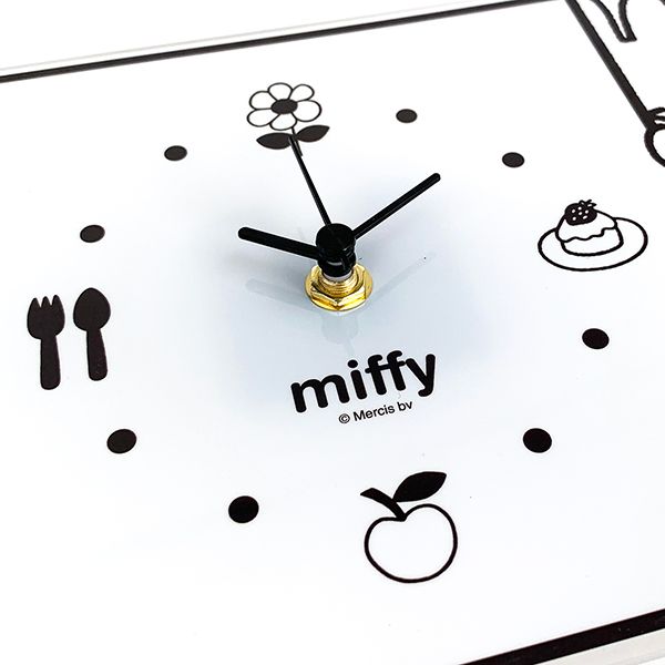 ミッフィー グッズ MIFFY インテリアクロック のぞき WH モノクロ 時計