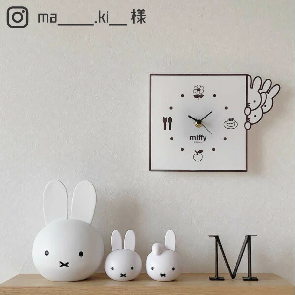 ミッフィー グッズ MIFFY インテリアクロック のぞき WH モノクロ 時計