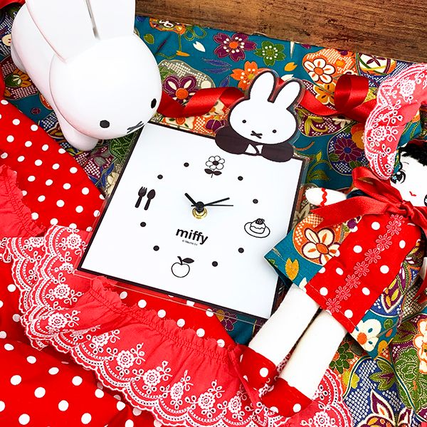 ミッフィー グッズ MIFFY インテリアクロック のっかり BK モノクロ