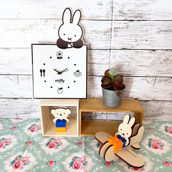 ミッフィー グッズ MIFFY インテリアクロック のっかり BK モノクロ